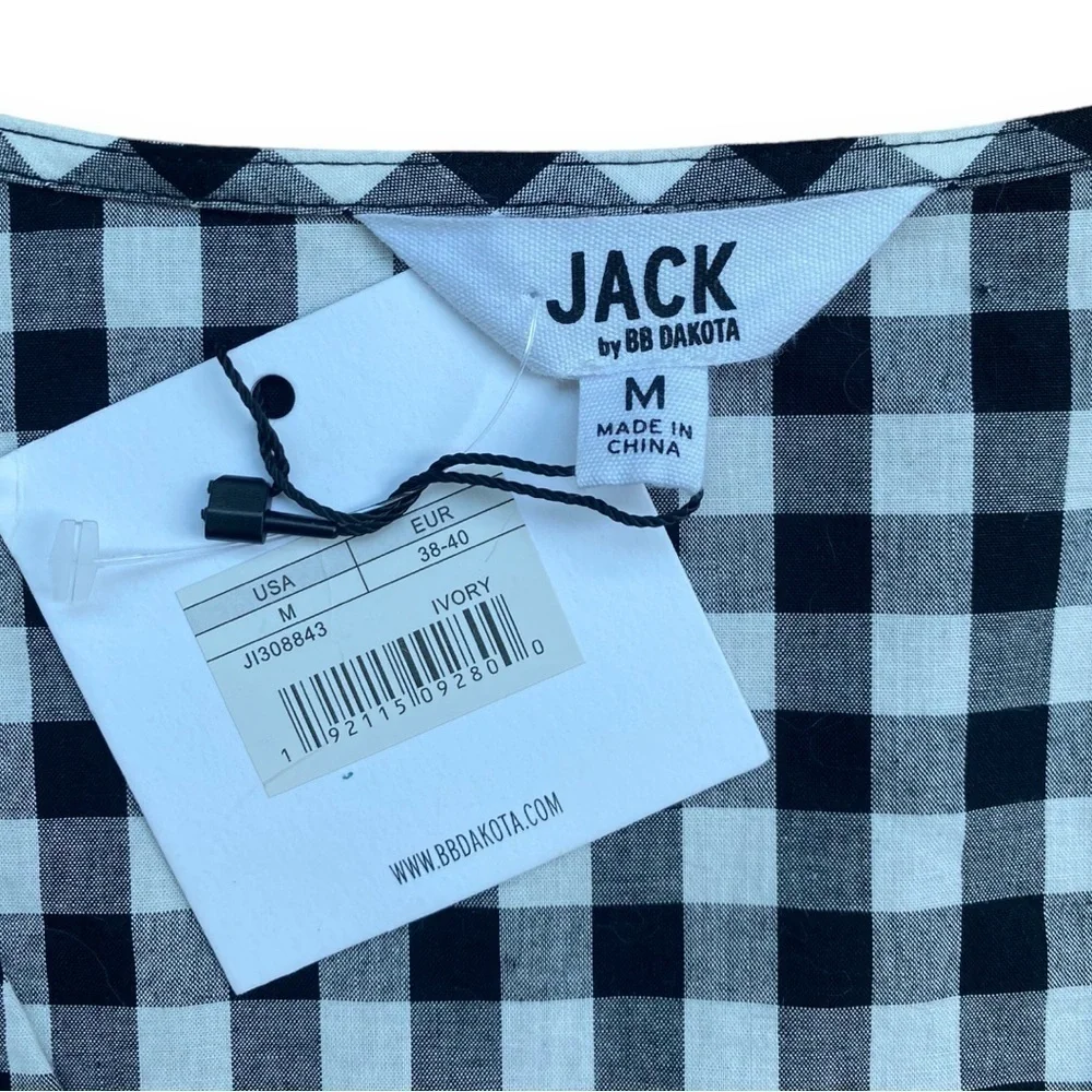 NEW Jack By BB Dakota Alter Ego Black and White Gingham Check Wrap Dress | M